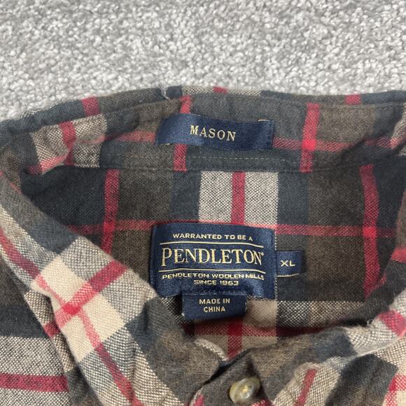 Pendleton Flannel Shirt Mens Extra Large Mason Cotton Button Down Outdoors Brown - Picture 3 of 11